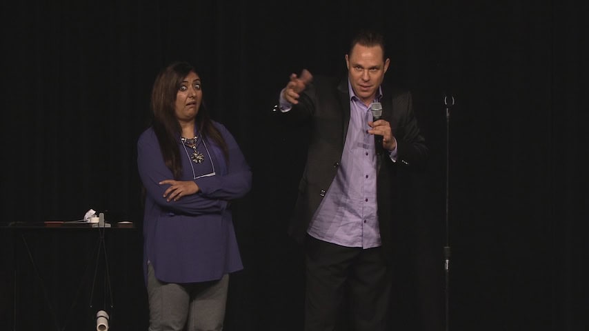 comedy magician randy charach performing at a corporate event in vancouver