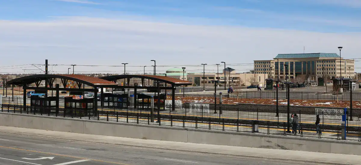 A view of Aurora Metro center station.