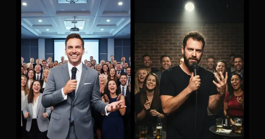 Clean Corporate comedy vs Traditional Comedy