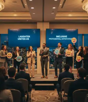 Clean corporate comedy