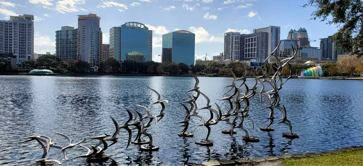 View of Lake eola park in Orlando, Florida.