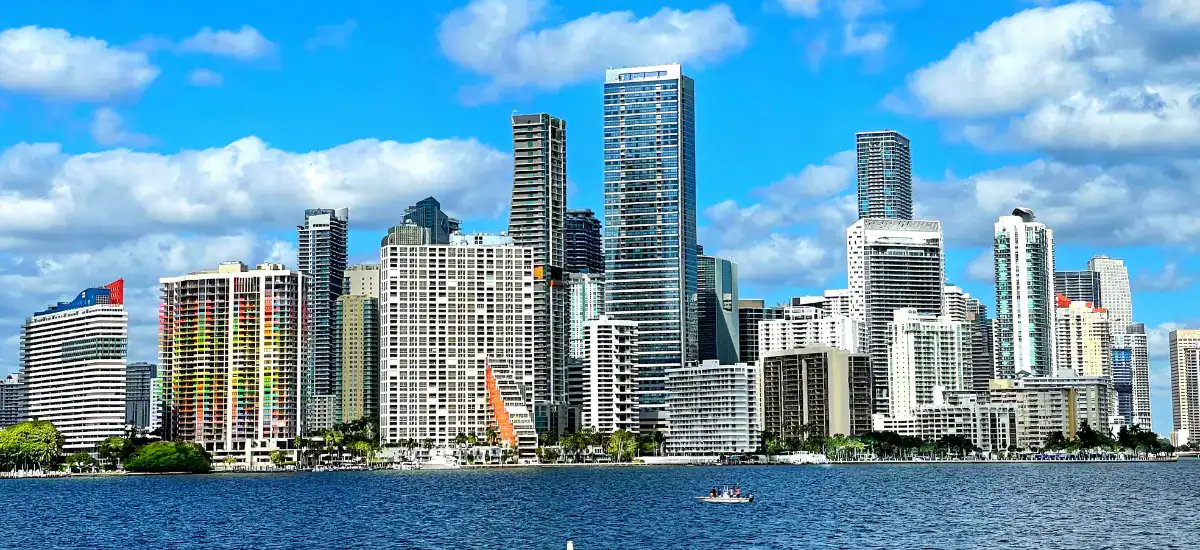 Beautiful view of Miami, Florida with high-rise buildings.
