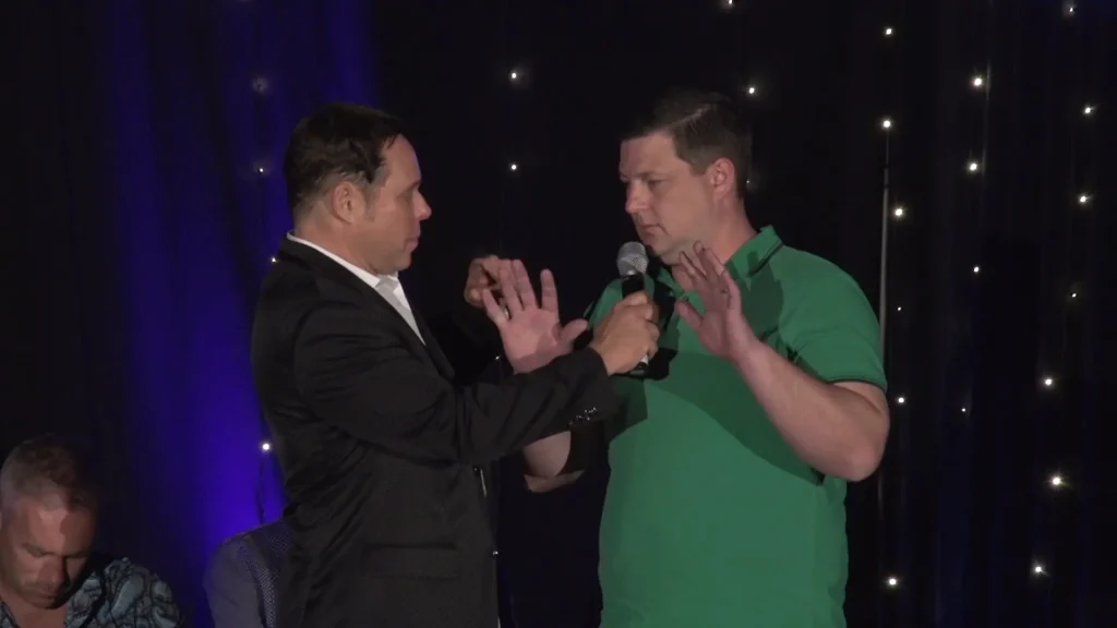Randy Charach, talking to one of the audience participant.
