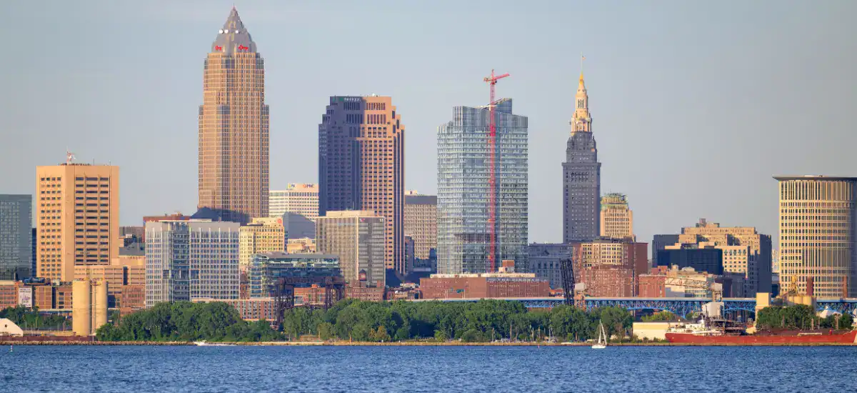 Beautiful skyline view of Cleveland city.