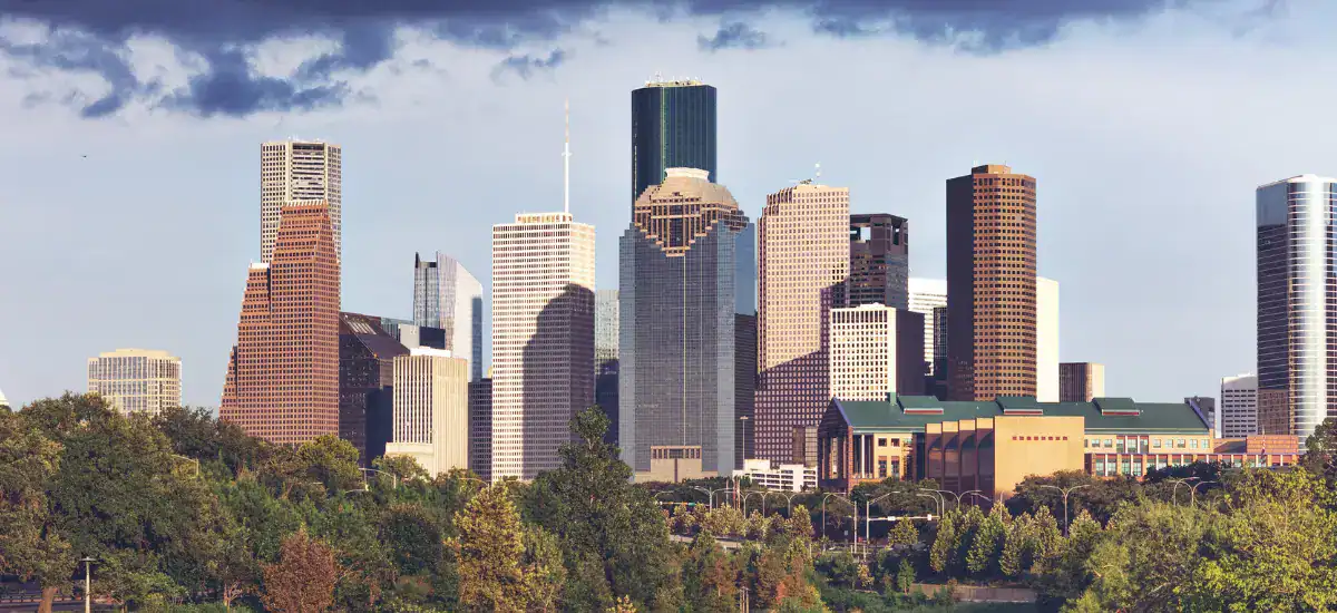 A beautiful view of the Houston downtown skyline.