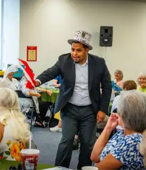 Beyond Magic team performing in an indoor setting.