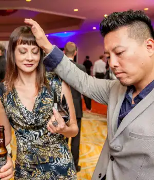 Rodney Reyes Live performance act which includes a woman volunteer.